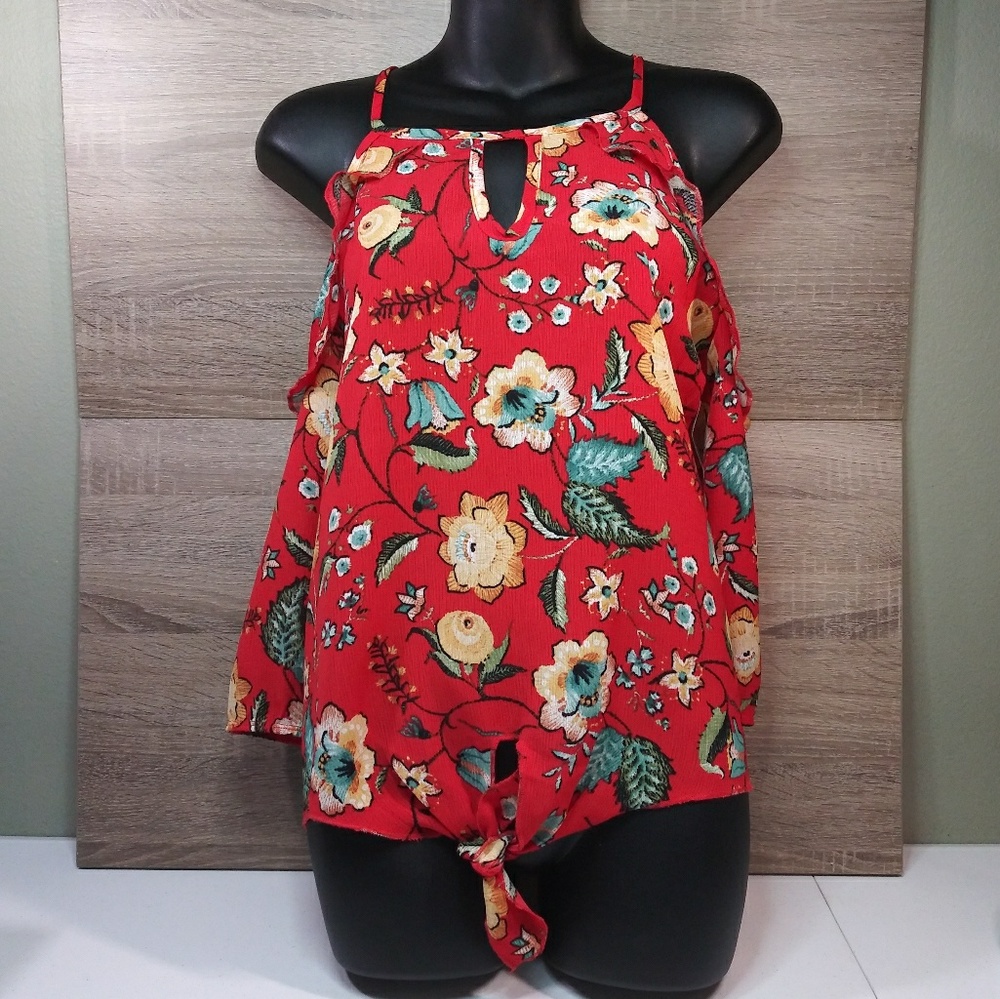 Love J Cold Shoulder Floral Print  Size Large( Jr)